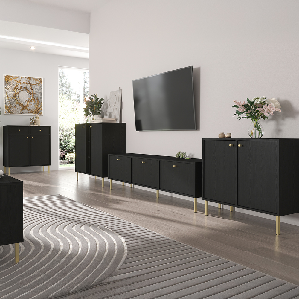 TOKYO 2 c | TV stolek RTV 302 | 120,6 cm | černá grafit/zlatá