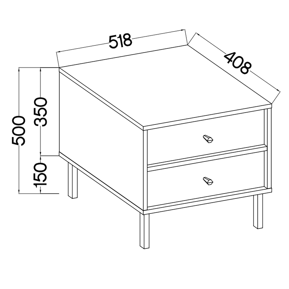 TOKYO 2 c | noční stolek 801 | 51,8 cm | černá grafit/zlatá