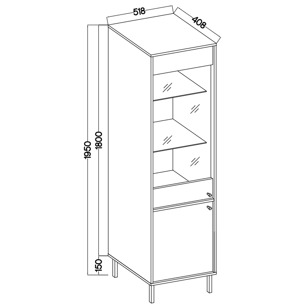 TOKYO 2 c | vitrína 101 | 51,8 cm | černá grafit/zlatá