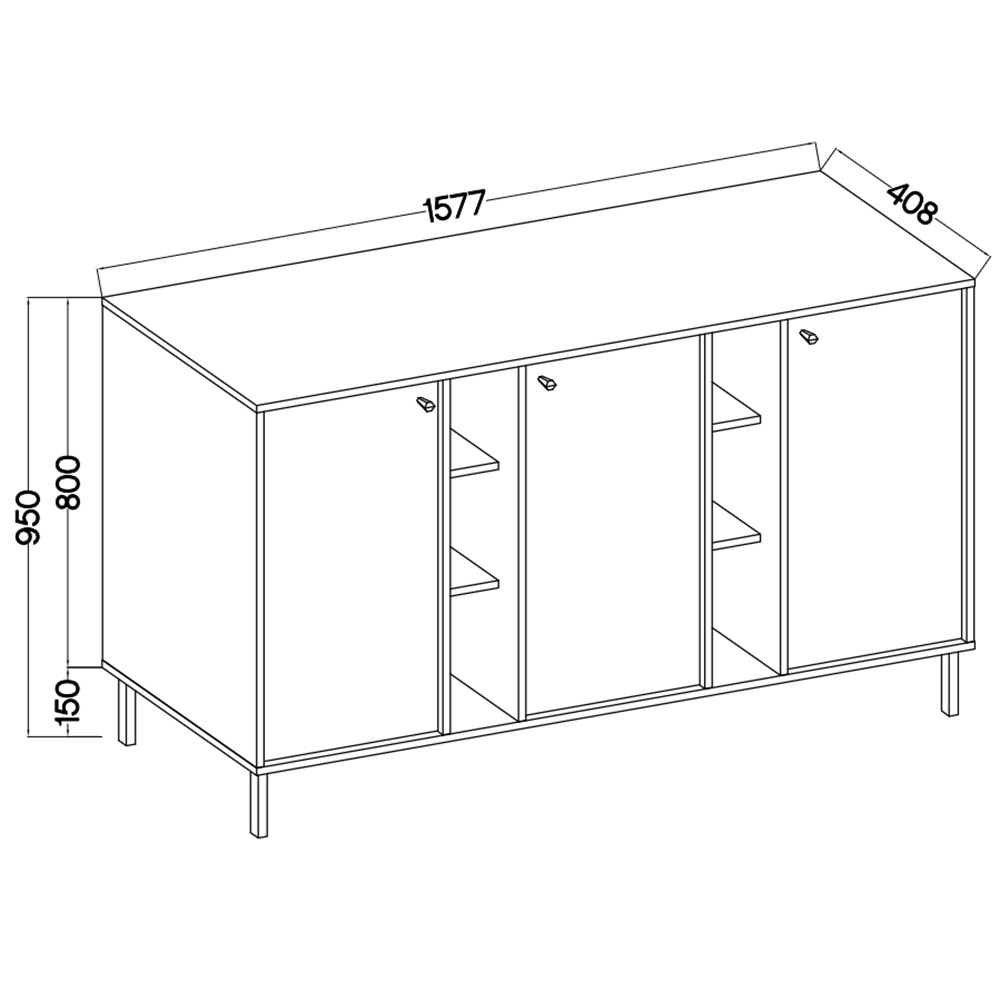 TOKYO 2 c | komoda 823 | 157,7 cm | černá grafit/zlatá