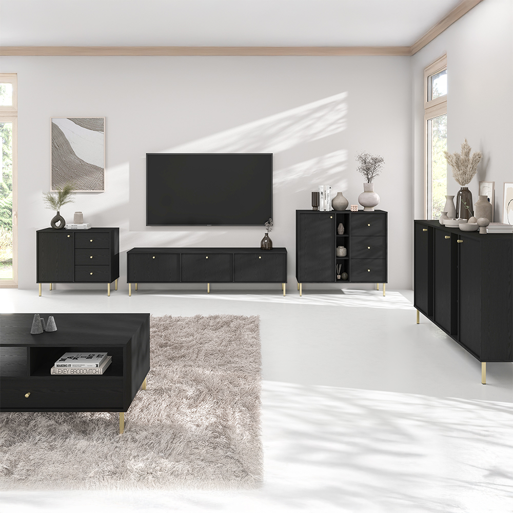 TOKYO 2 c | komoda 823 | 157,7 cm | černá grafit/zlatá