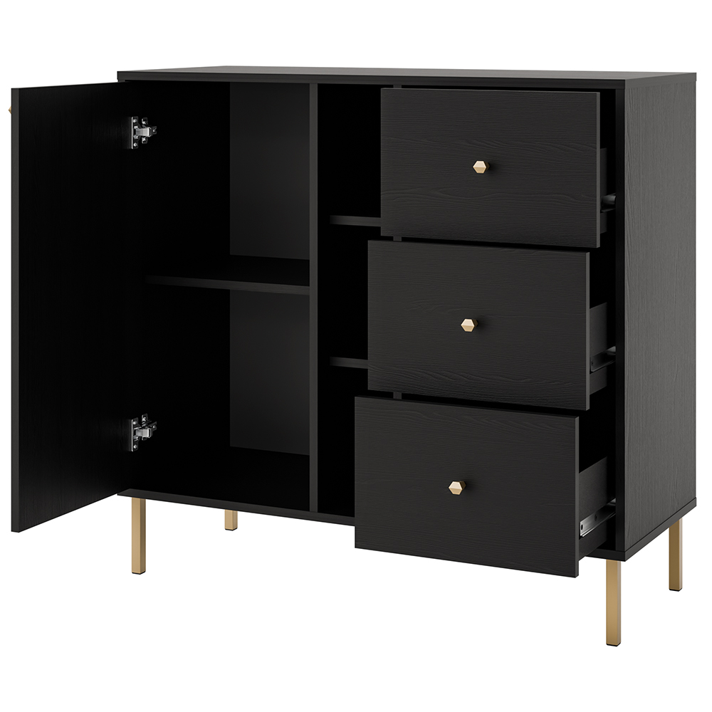 TOKYO 2 c | komoda 824 | 100,2 cm | černá grafit/zlatá