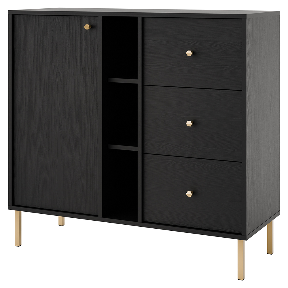 TOKYO 2 c | komoda 824 | 100,2 cm | černá grafit/zlatá