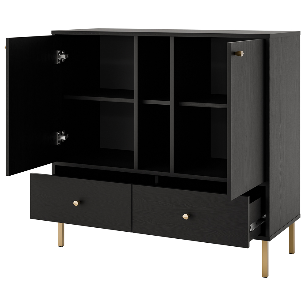 TOKYO 2 c | komoda 825 | 100,2 cm | černá grafit/zlatá