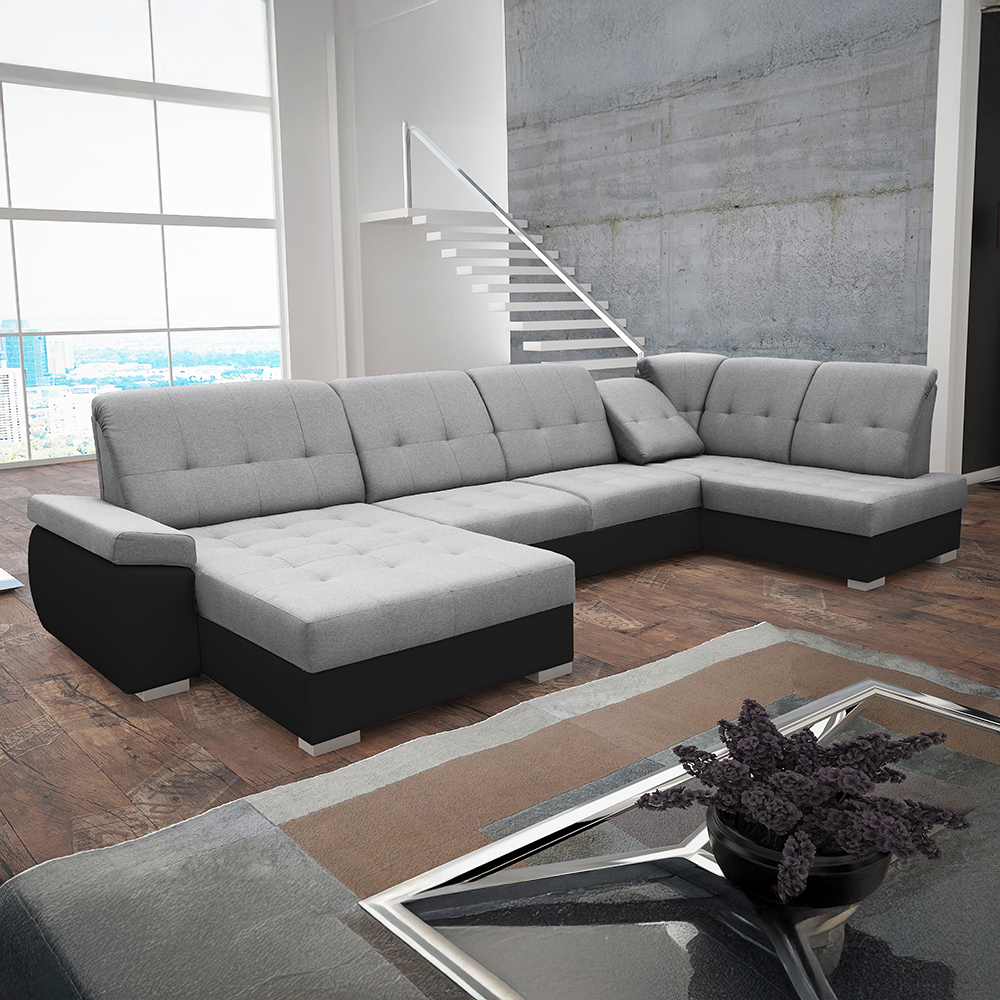 Sedací souprava ZEUS | 180x375x162 cm | PRAVÁ | s funkcí RELAX | rozkládací + 2x úložný prostor | VÝBĚR TKANIN