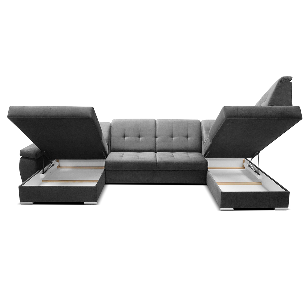Sedací souprava ZEUS | 180x375x162 cm | PRAVÁ | s funkcí RELAX | rozkládací + 2x úložný prostor | VÝBĚR TKANIN