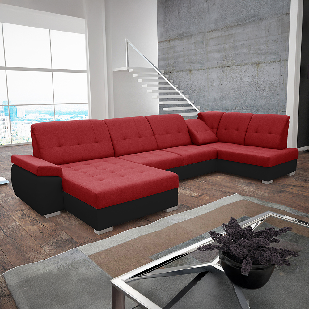 Sedací souprava ZEUS | 180x375x162 cm | PRAVÁ | s funkcí RELAX | rozkládací + 2x úložný prostor | VÝBĚR TKANIN