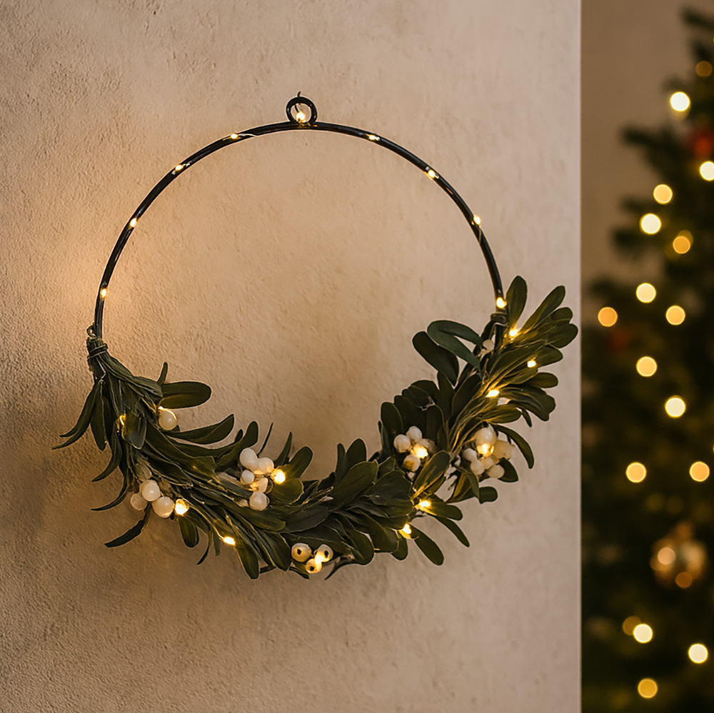 DÁREK | vánoční LED věnec se jmelím | 40 cm