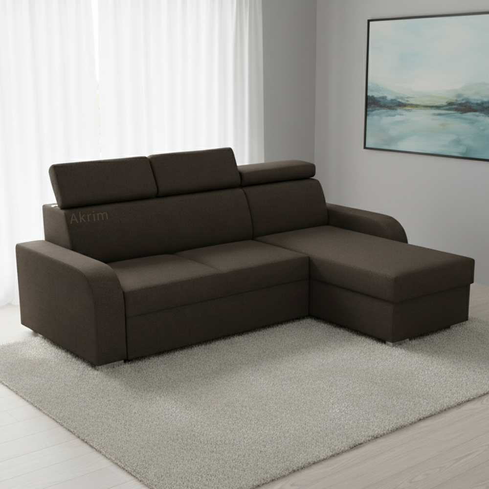 Sedací souprava OSLO L | 235x170 | rozkládací + úložný prostor | monolith 29 tmavě hnědá