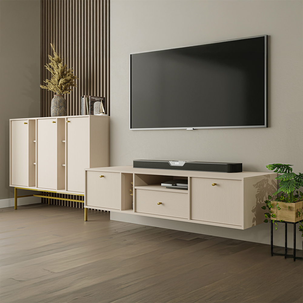 TOKYO 4 b | TV stolek RTV 302 | 120,6 cm | béžová/zlatá