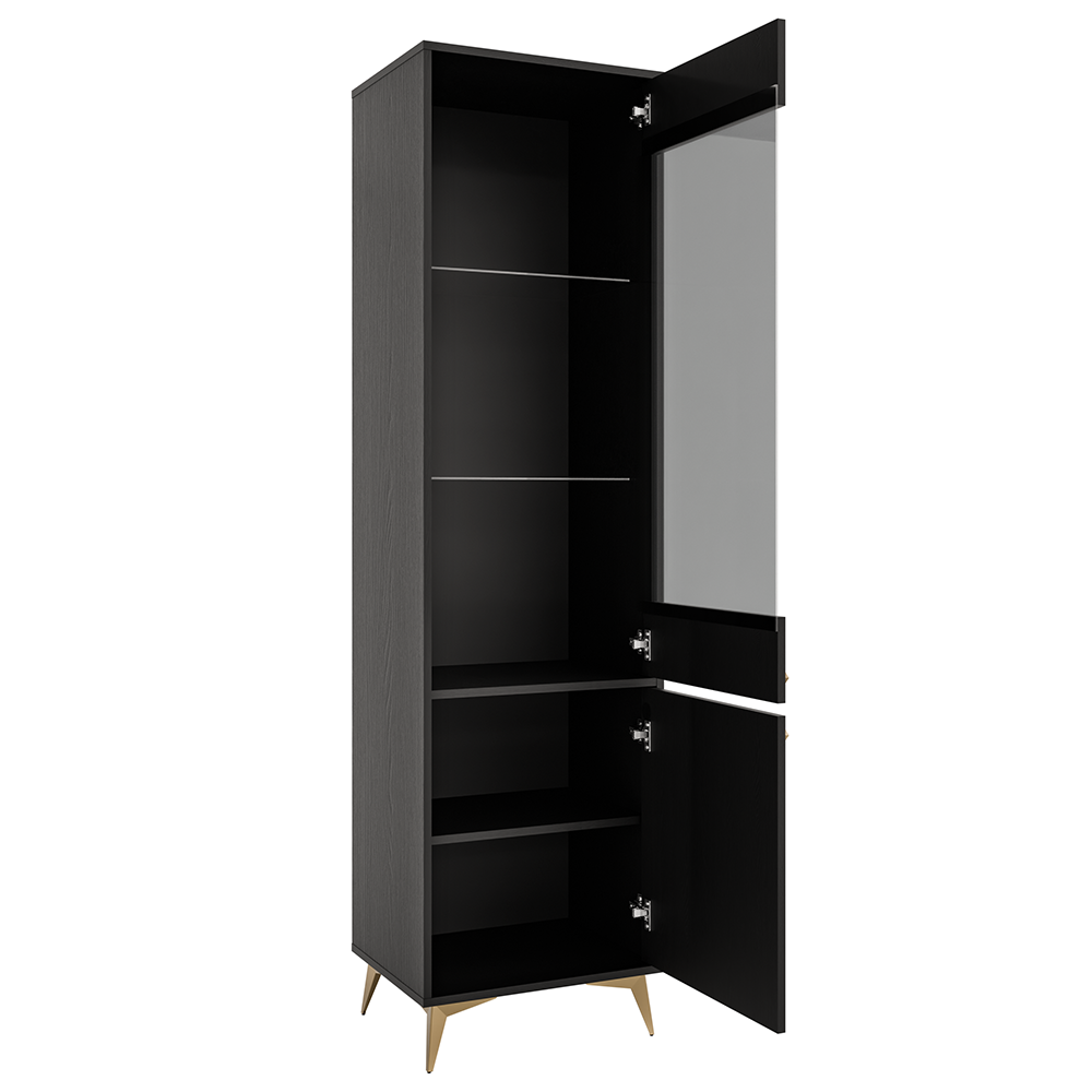 Obývací stěna TOKYO 1 c | 5 dílů | černá grafit/zlatá