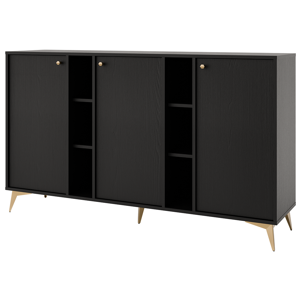 Obývací stěna TOKYO 1 c | 5 dílů | černá grafit/zlatá