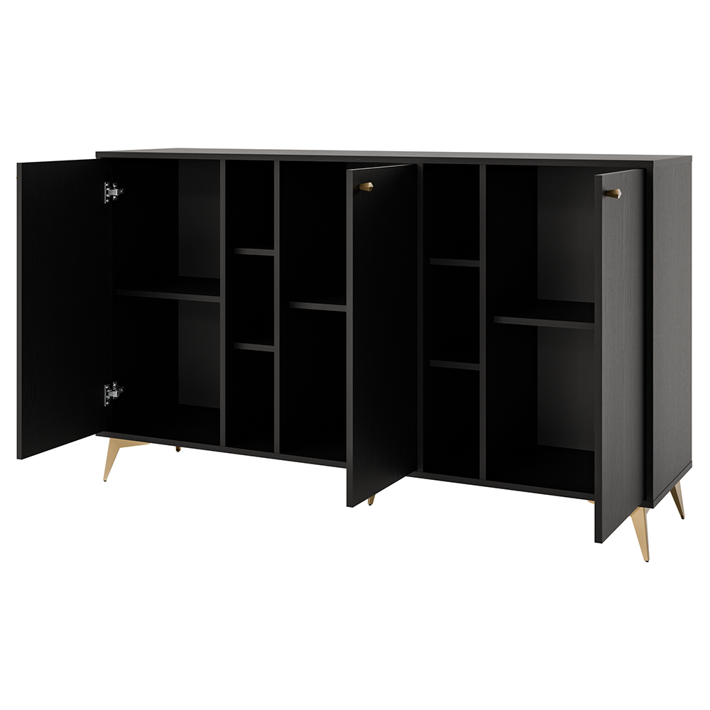 Obývací stěna TOKYO 1 c | 5 dílů | černá grafit/zlatá