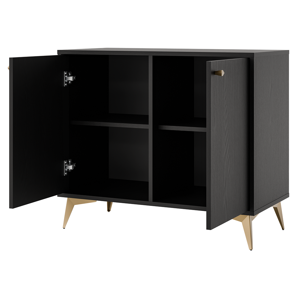 Obývací stěna TOKYO 1 c | 3 díly | černá grafit/zlatá