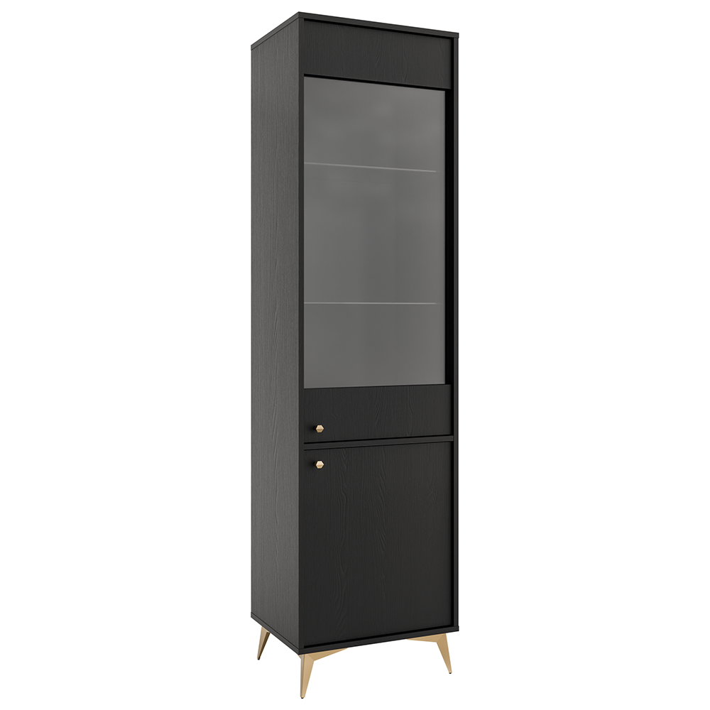 Obývací stěna TOKYO 1 c | 4 díly | černá grafit/zlatá