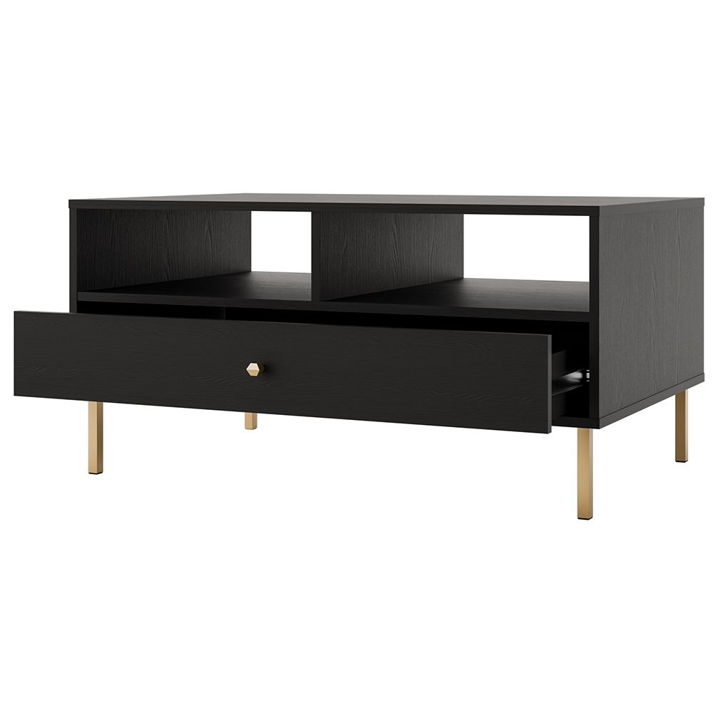 Obývací stěna TOKYO 2 c | 5 dílů | černá grafit/zlatá