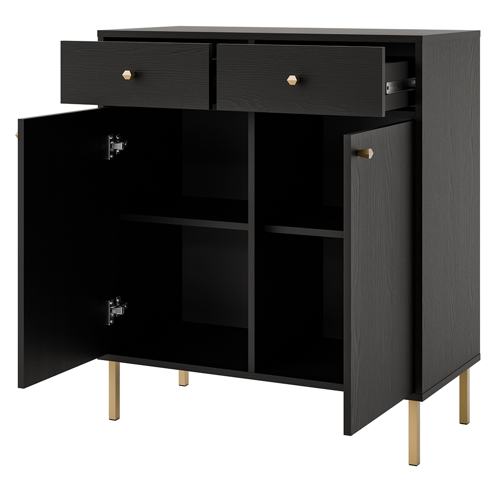 Obývací stěna TOKYO 2 c | 4 díly | černá grafit/zlatá