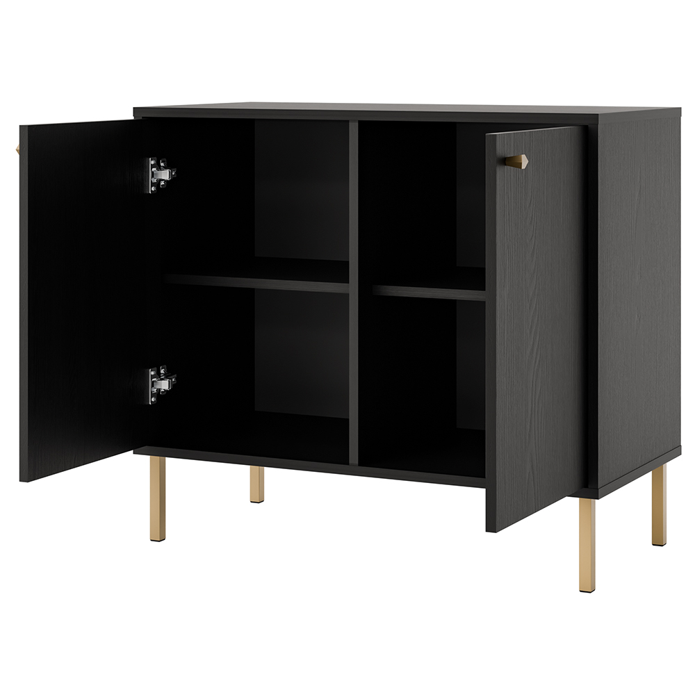 Obývací stěna TOKYO 2 c | 4 díly | černá grafit/zlatá