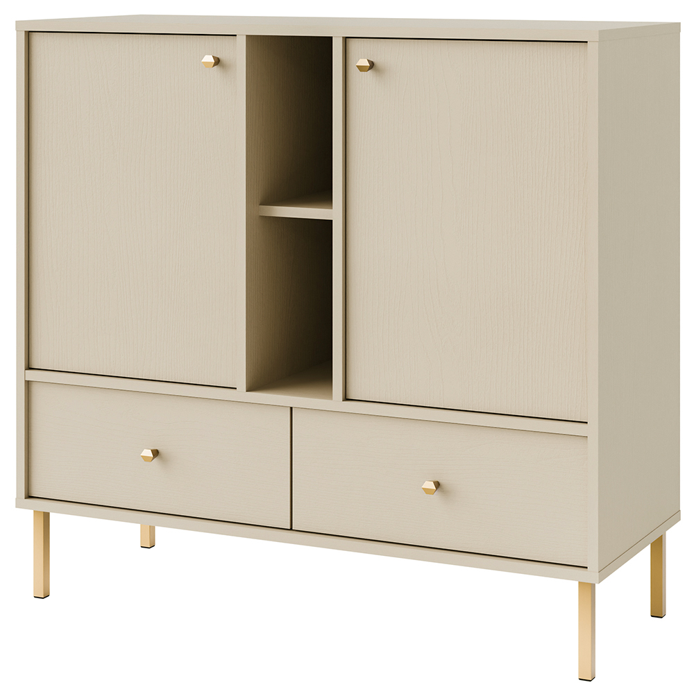 Obývací stěna TOKYO 2 b | 5 dílů | béžová/zlatá