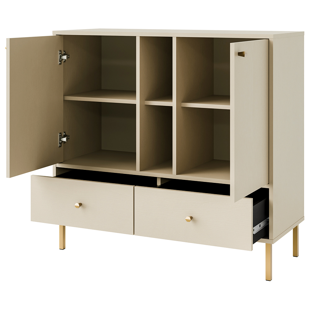 Obývací stěna TOKYO 2 b | 5 dílů | béžová/zlatá