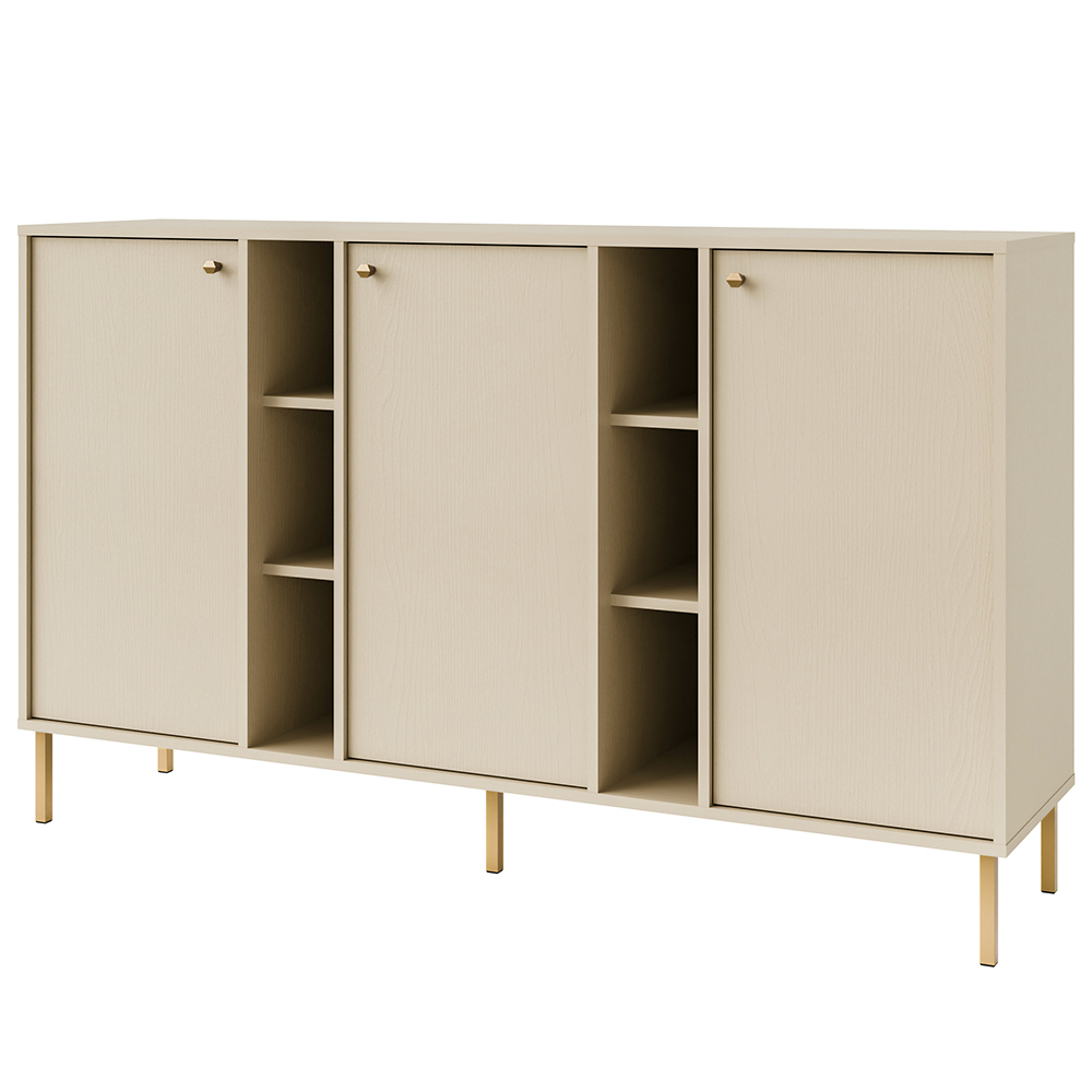 Obývací stěna TOKYO 2 b | 5 dílů | béžová/zlatá