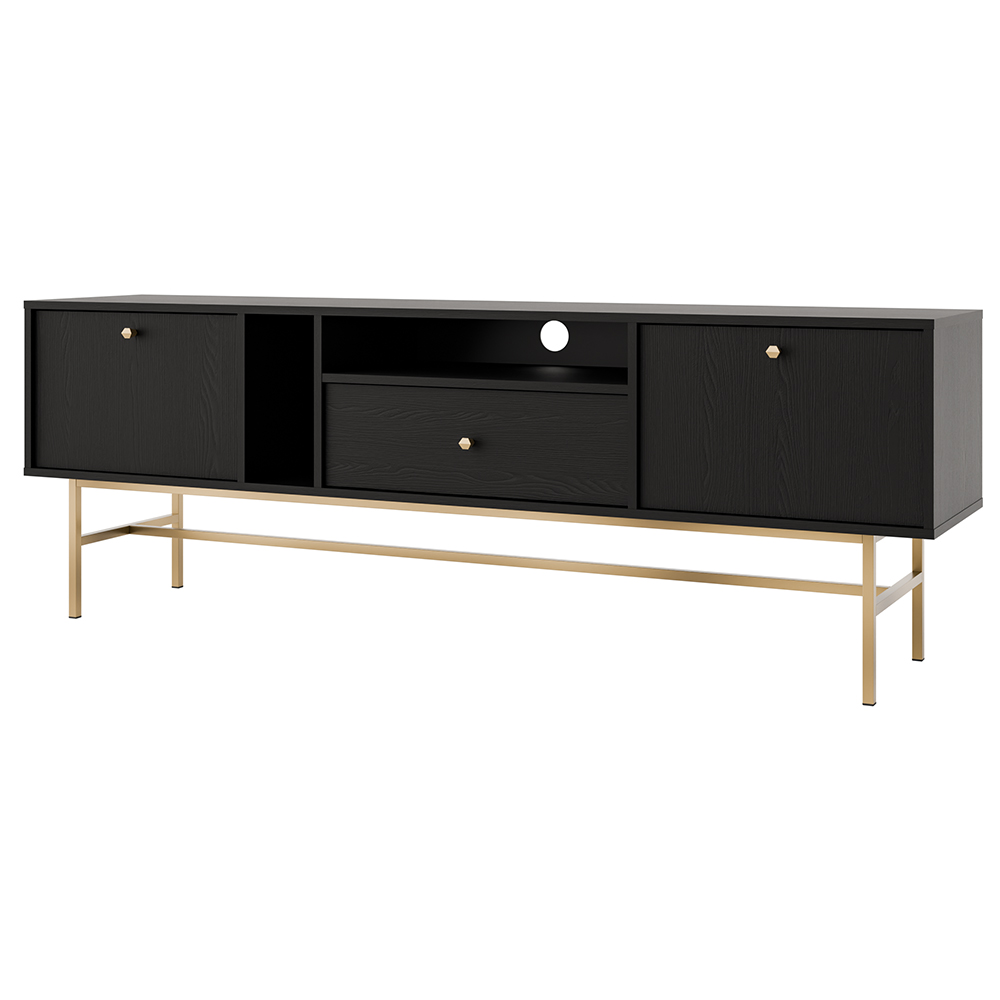 Obývací stěna TOKYO 3 c | 4 díly | černá grafit/zlatá