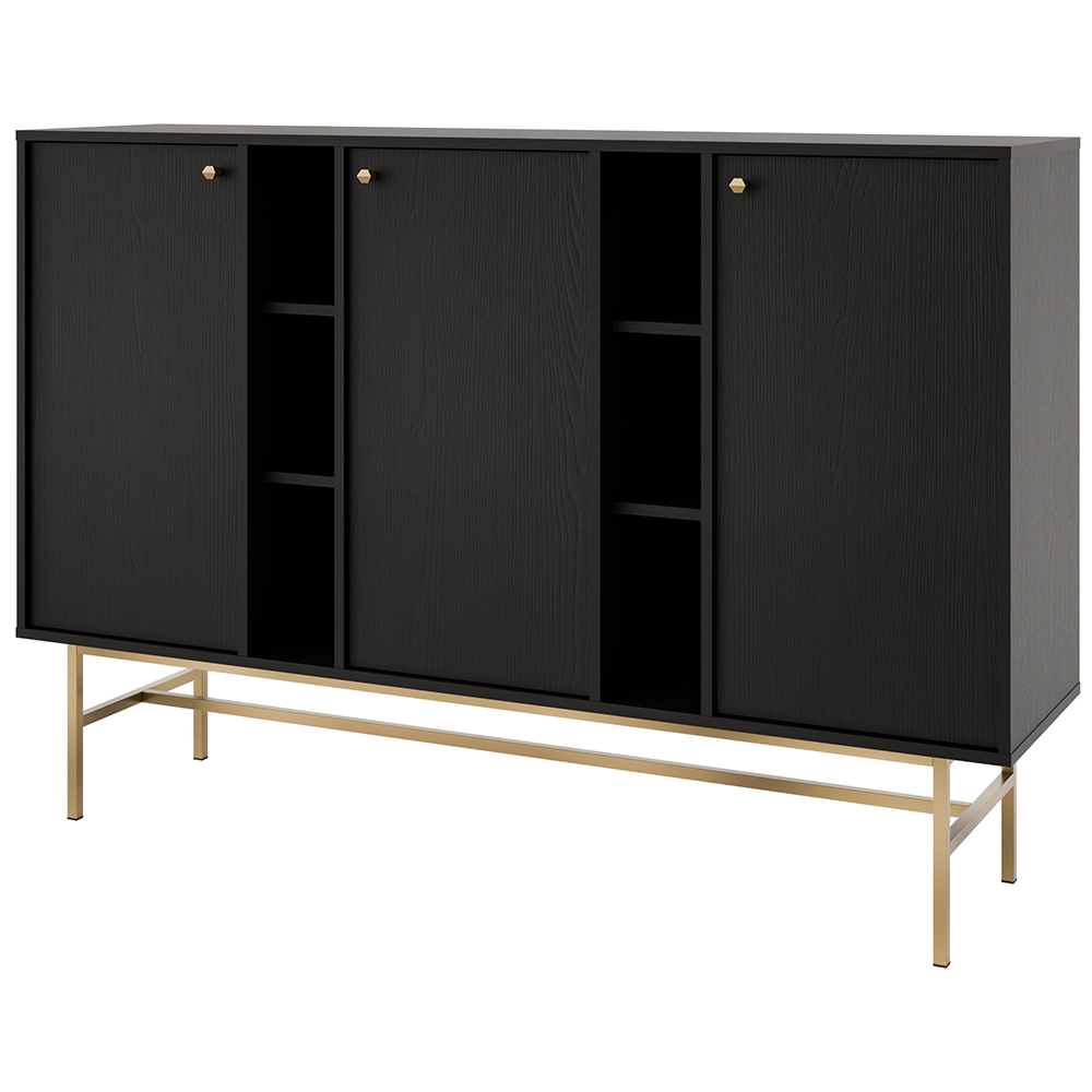 Obývací stěna TOKYO 3 c | 4 díly | černá grafit/zlatá