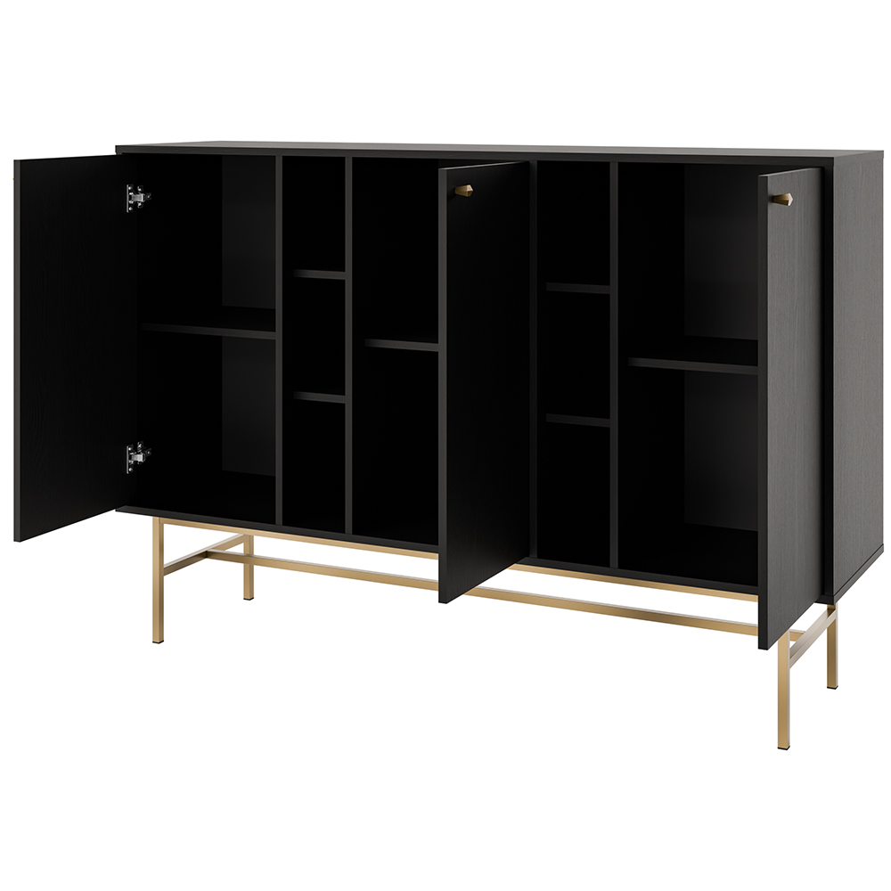 Obývací stěna TOKYO 3 c | 4 díly | černá grafit/zlatá