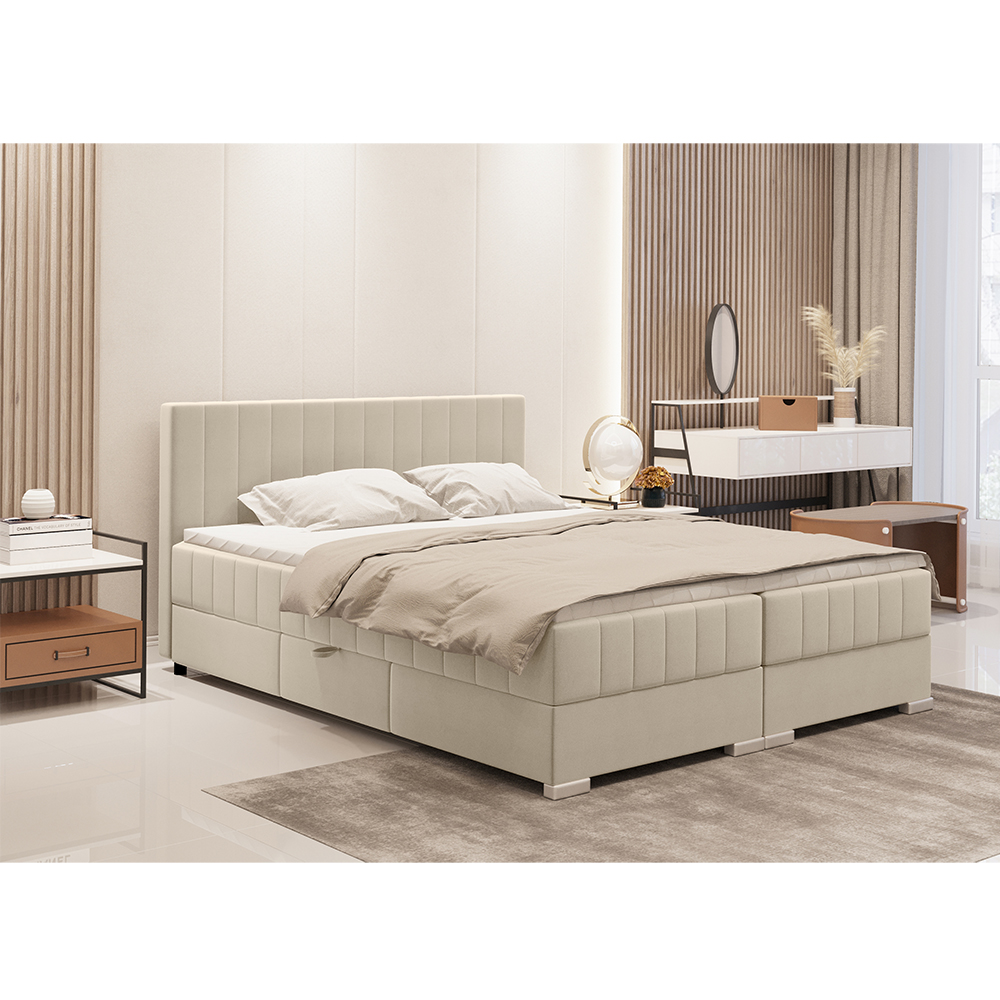 Postel dvoulůžko BOXSPRING EDIT + topper v ceně | 180x200 | 02 světle béžová
