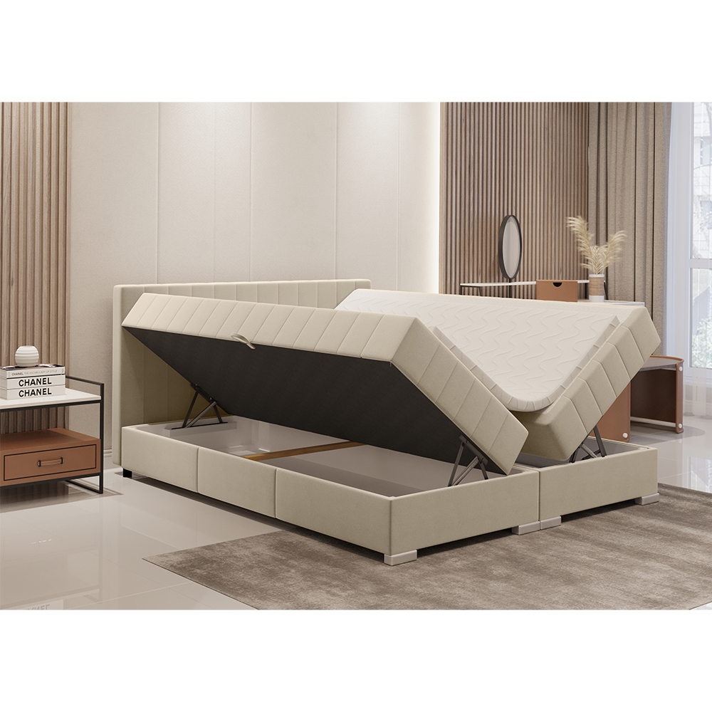 Postel dvoulůžko BOXSPRING EDIT + topper v ceně | 180x200 | 02 světle béžová