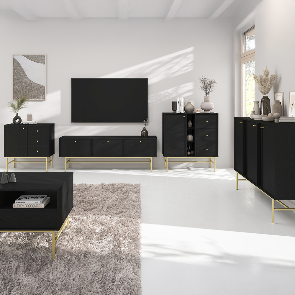 TOKYO 3 c | TV stolek RTV 303 | 180 cm | černá grafit/zlatá