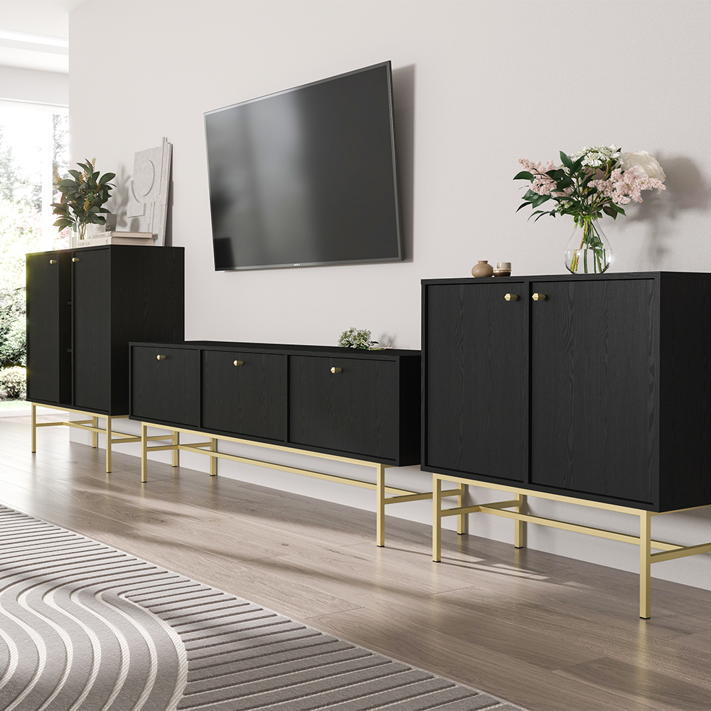 TOKYO 3 c | TV stolek RTV 303 | 180 cm | černá grafit/zlatá