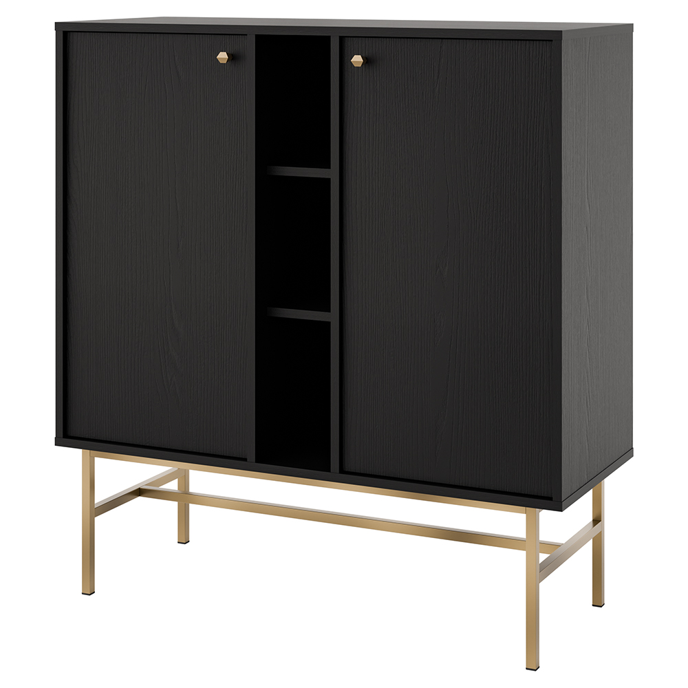 Obývací stěna TOKYO 3 c | 3 díly | černá grafit/zlatá