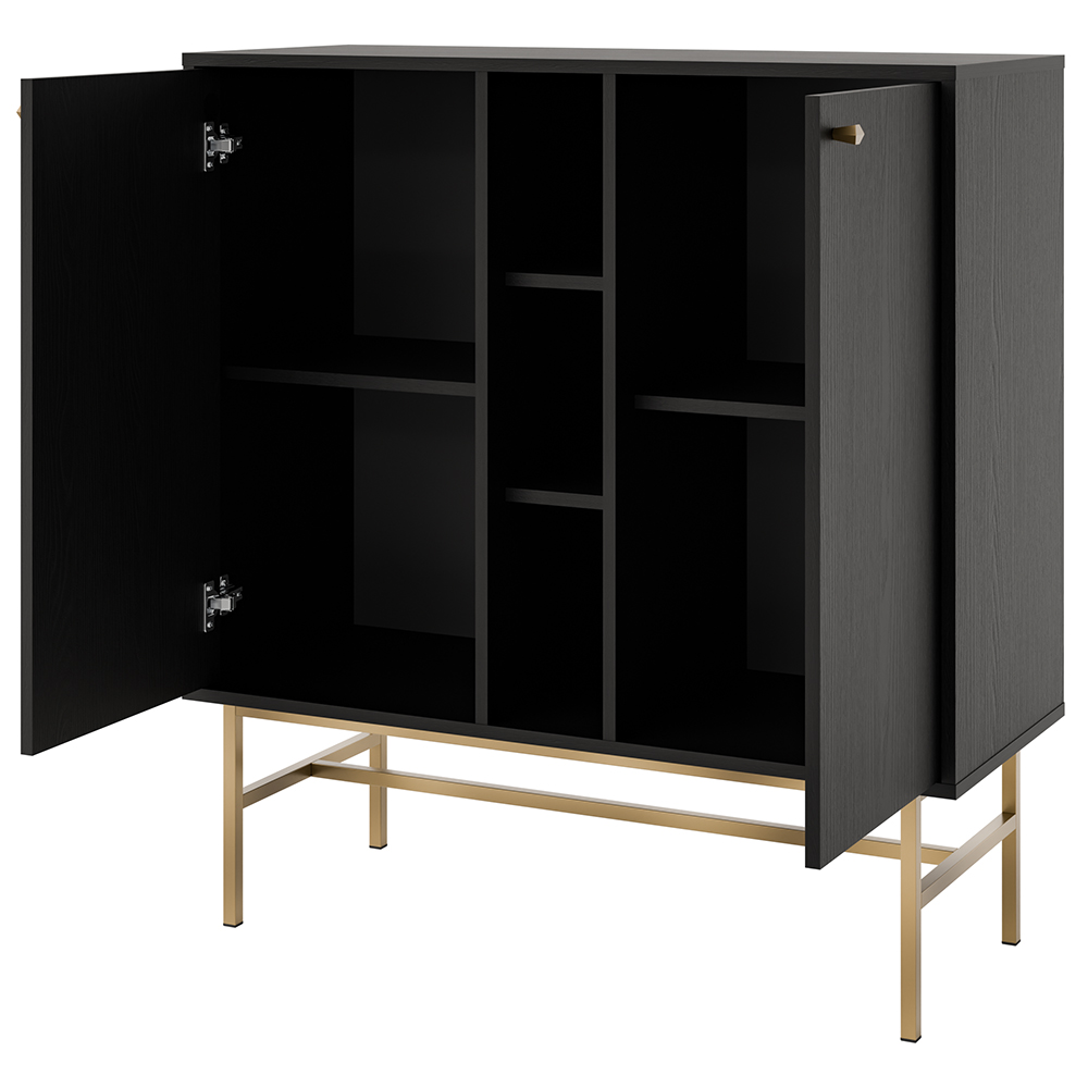 Obývací stěna TOKYO 3 c | 3 díly | černá grafit/zlatá