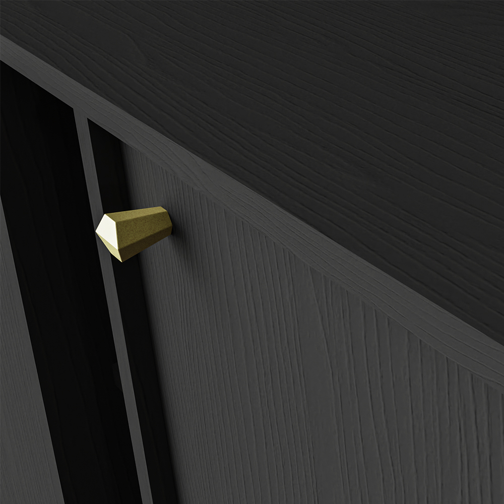 Obývací stěna TOKYO 3 c | 3 díly | černá grafit/zlatá