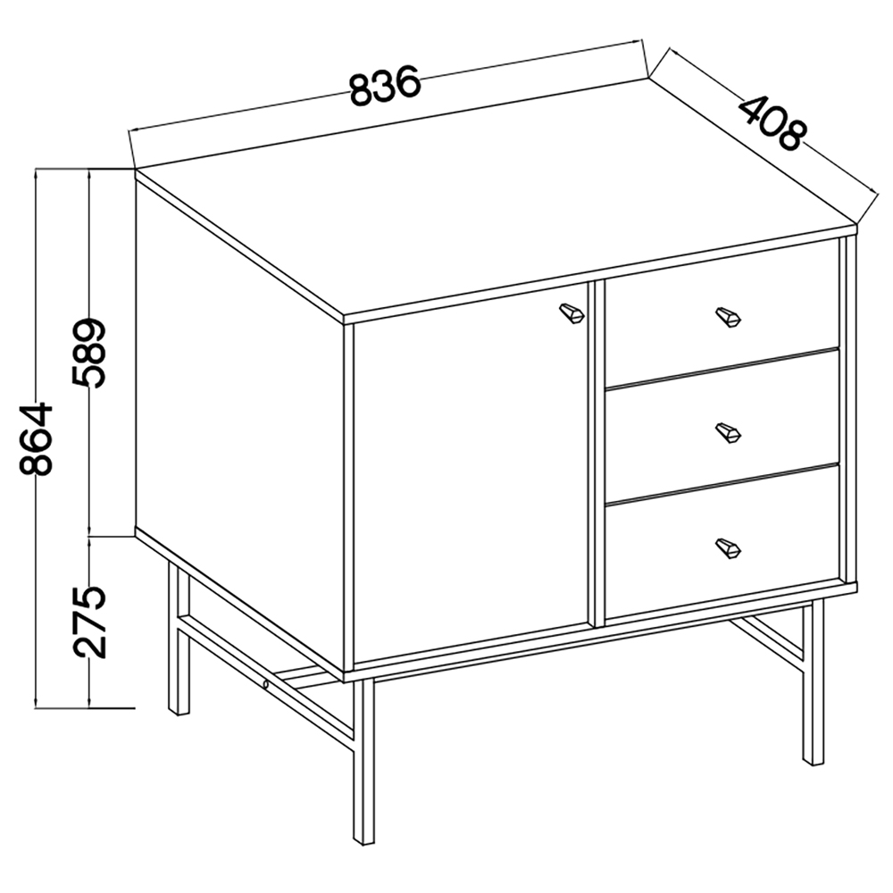 TOKYO 3 e | komoda 814 | 83,6 cm | eukalyptová/černá