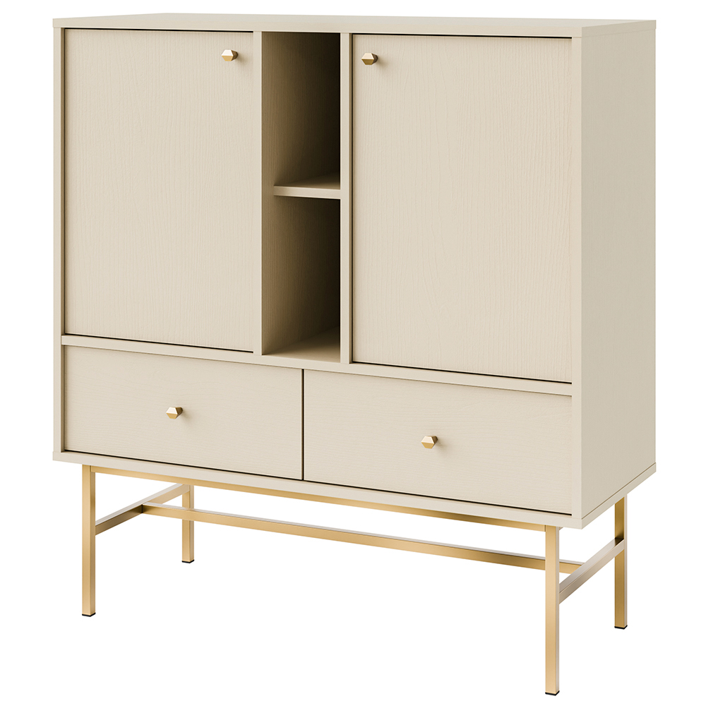 Obývací stěna TOKYO 3 b | 5 dílů | béžová/zlatá