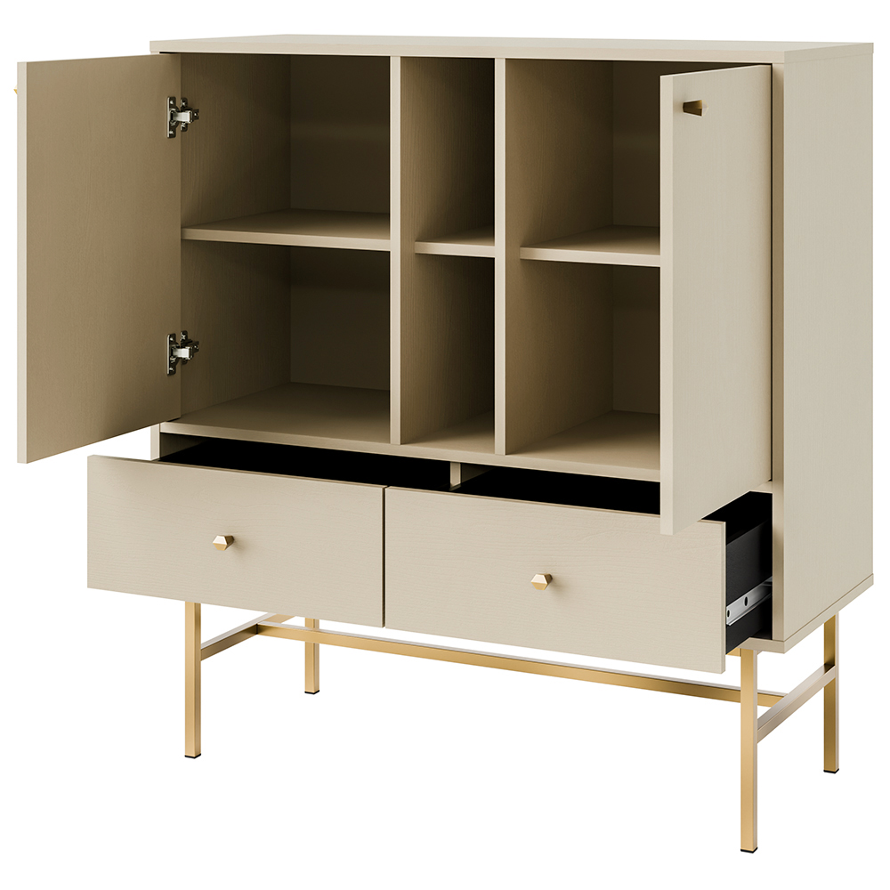 Obývací stěna TOKYO 3 b | 5 dílů | béžová/zlatá