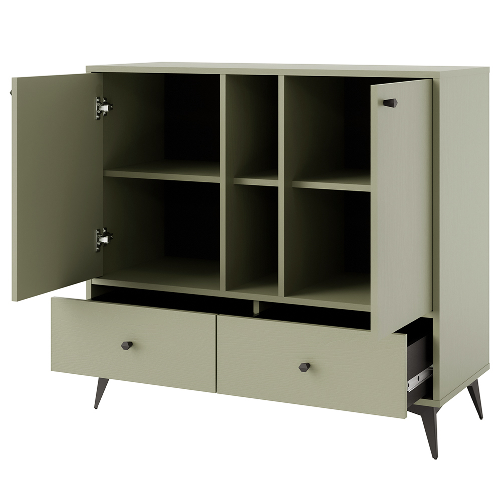 Obývací stěna TOKYO 1 e | 5 dílů | eukalyptová/černá