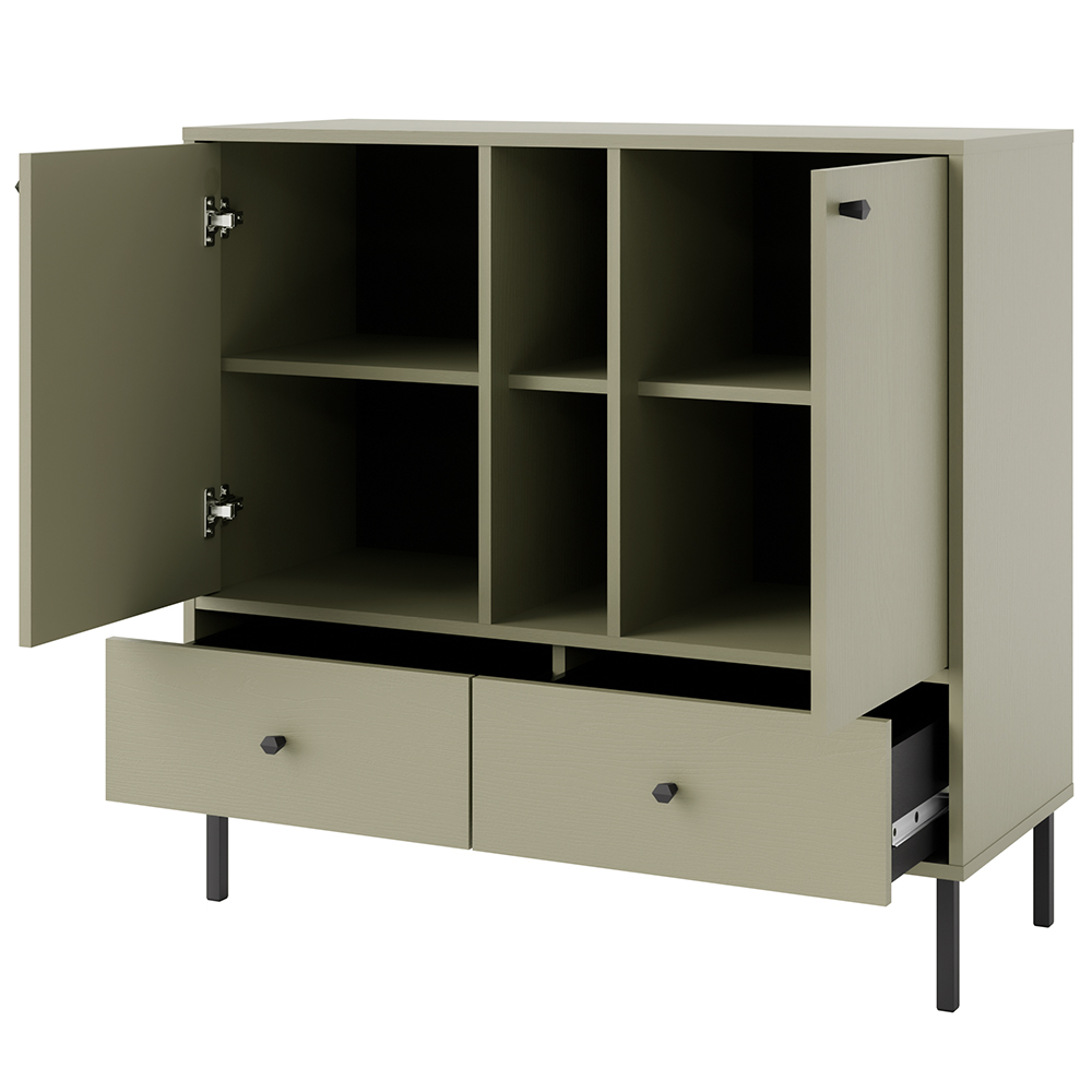 Obývací stěna TOKYO 2 e | 5 dílů | eukalyptová/černá