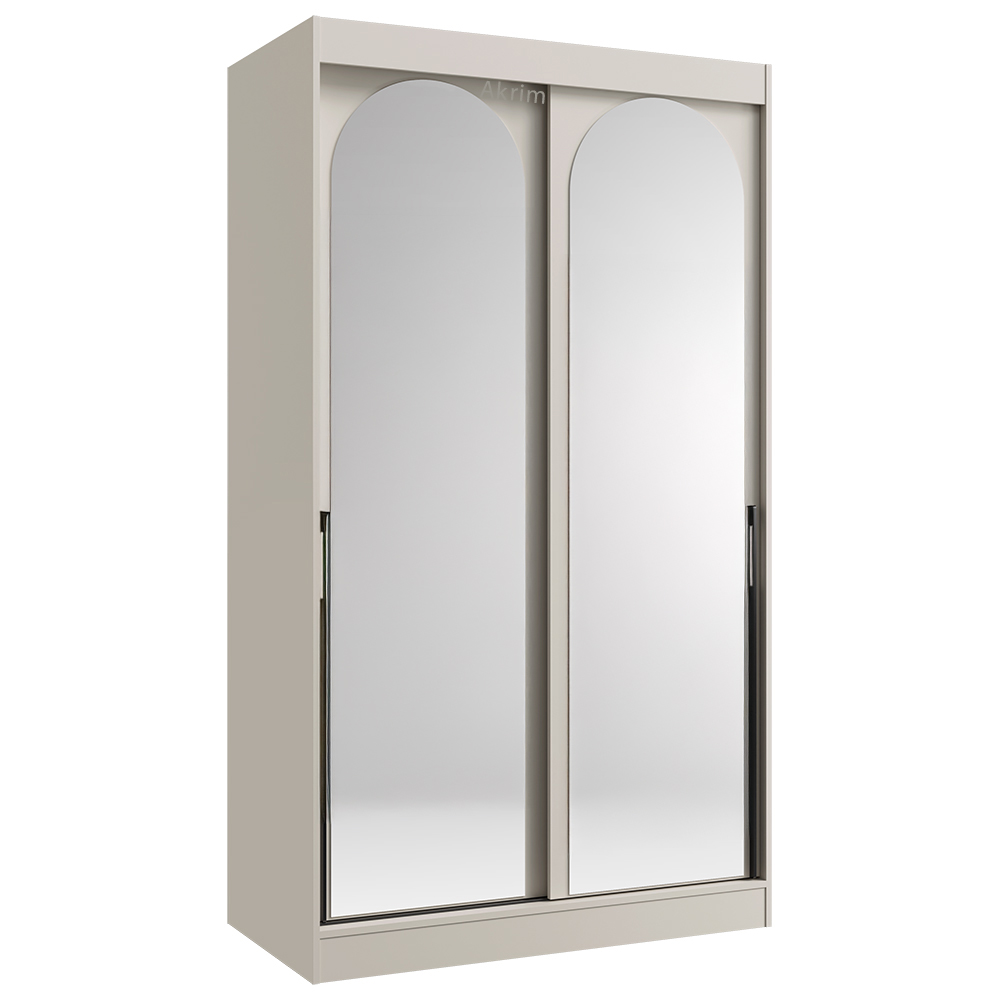 Šatní skříň MODIN | se zrcadlem | 120 cm | kašmír/černé úchyty