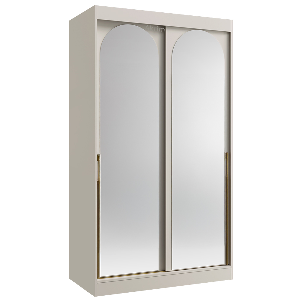 Šatní skříň MODIN | se zrcadlem | 120 cm | kašmír/zlaté úchyty