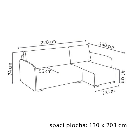 Sedací souprava COMA | 220x140 cm | PRAVÁ | rozkládací + úložný prostor | VÝBĚR TKANIN