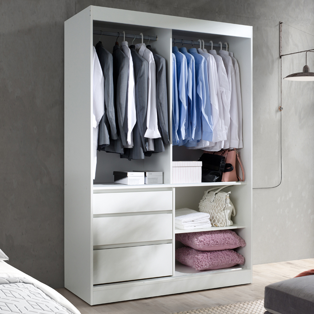 Šatní skříň HAITI | se zrcadlem | 140 cm | dub lefkas/černá