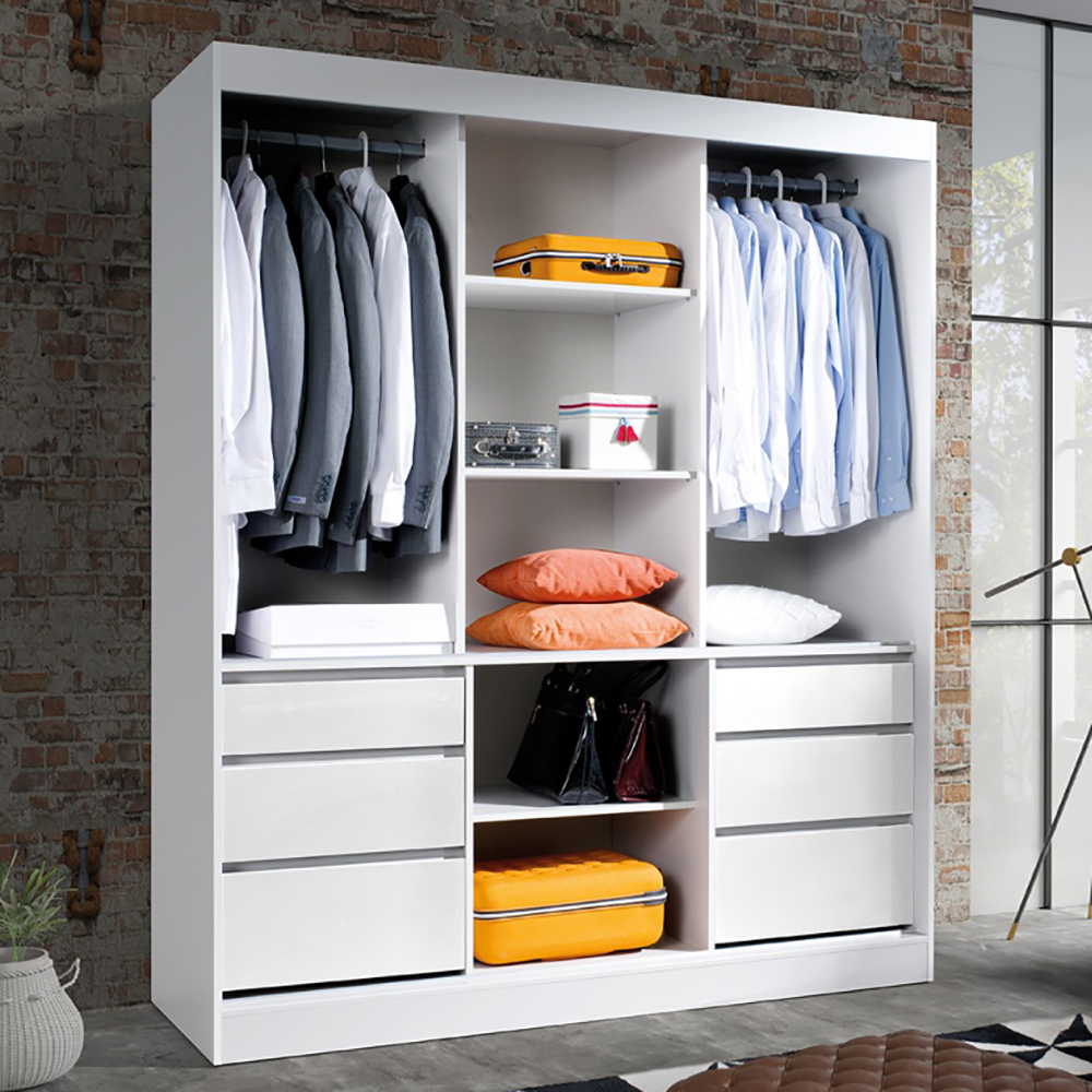 Šatní skříň HAITI | se zrcadlem | 180 cm | bílá