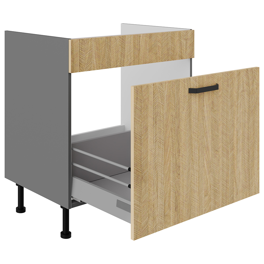 SCANDI se | dolní skříňka 80 ZL 1S dřezová s výsuvem | 80 cm | šedá/rybí kost