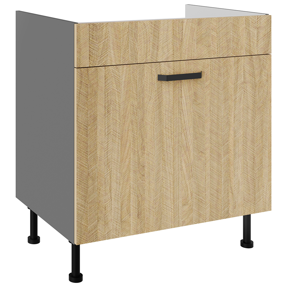 SCANDI se | dolní skříňka 80 ZL 1S dřezová s výsuvem | 80 cm | šedá/rybí kost