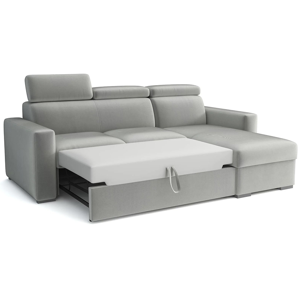 Malá sedací souprava PEDRO L | 235x170 cm | PRAVÁ | rozkládací + úložný prostor | polohovatelné záhlavníky | VÝBĚR TKANIN