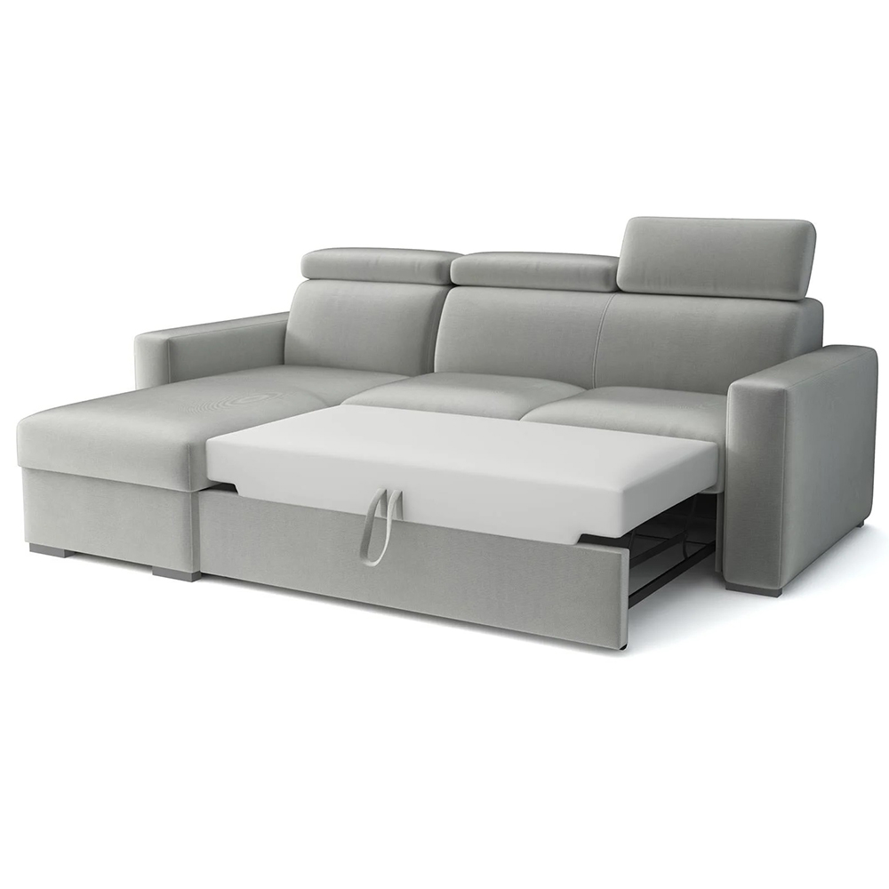 Malá sedací souprava PEDRO L | 170x235 cm | LEVÁ | rozkládací + úložný prostor | polohovatelné záhlavníky | VÝBĚR TKANIN