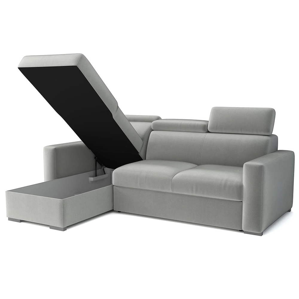 Malá sedací souprava PEDRO L | 170x235 cm | LEVÁ | rozkládací + úložný prostor | polohovatelné záhlavníky | VÝBĚR TKANIN